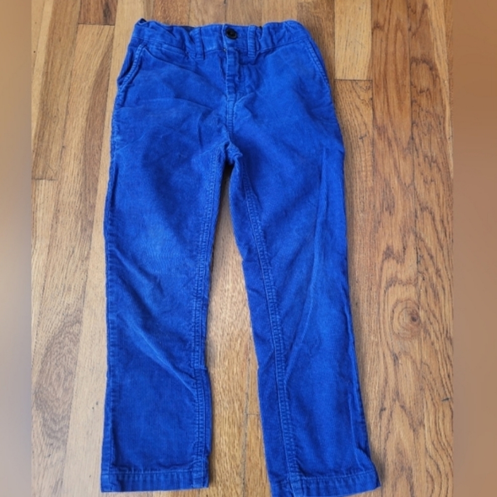 Burberry Children Boys Corduroy Blue‎ Cotton Elastic Adjustable Waist Pants 6Y